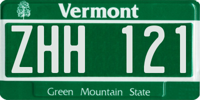 VT license plate ZHH121