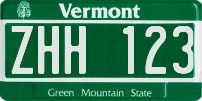 VT license plate ZHH123