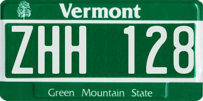 VT license plate ZHH128