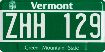 VT license plate ZHH129