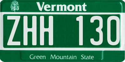 VT license plate ZHH130