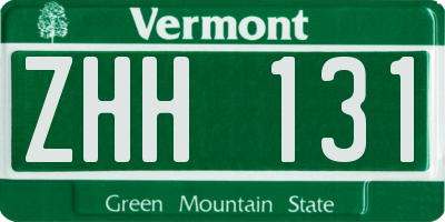 VT license plate ZHH131