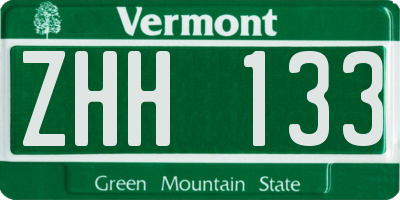 VT license plate ZHH133