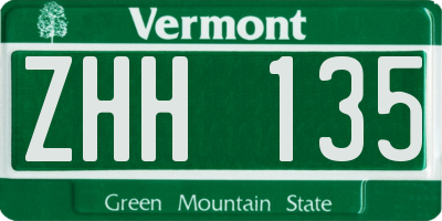 VT license plate ZHH135
