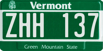 VT license plate ZHH137