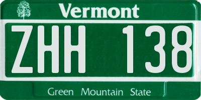 VT license plate ZHH138