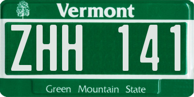 VT license plate ZHH141