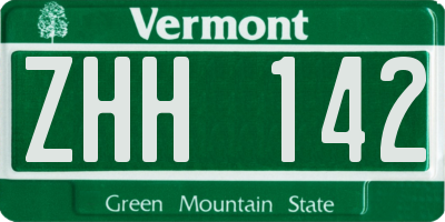 VT license plate ZHH142