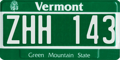 VT license plate ZHH143