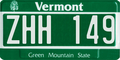 VT license plate ZHH149