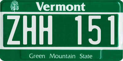 VT license plate ZHH151