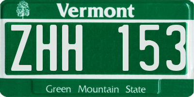 VT license plate ZHH153