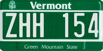VT license plate ZHH154