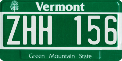 VT license plate ZHH156