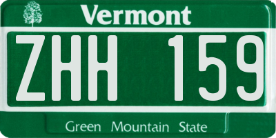 VT license plate ZHH159