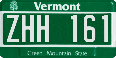 VT license plate ZHH161