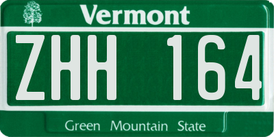 VT license plate ZHH164