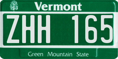 VT license plate ZHH165