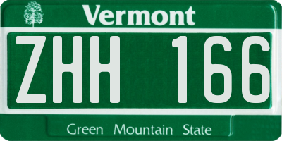 VT license plate ZHH166