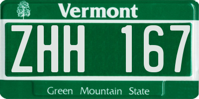 VT license plate ZHH167