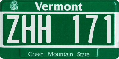 VT license plate ZHH171