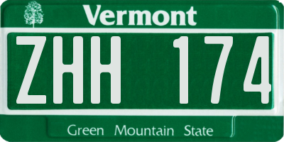 VT license plate ZHH174
