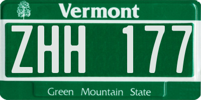 VT license plate ZHH177