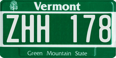 VT license plate ZHH178