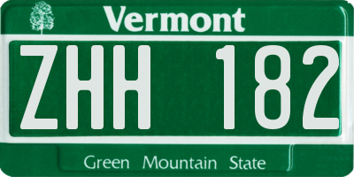 VT license plate ZHH182