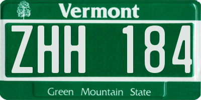VT license plate ZHH184