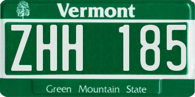 VT license plate ZHH185