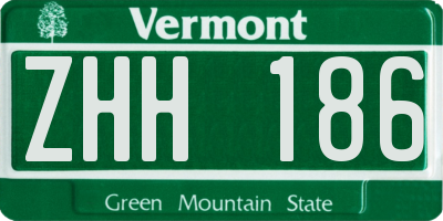 VT license plate ZHH186