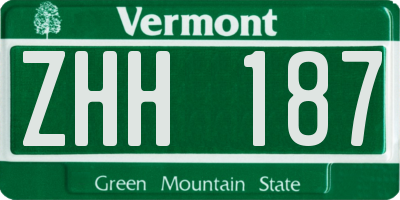 VT license plate ZHH187