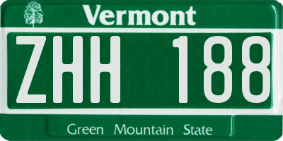 VT license plate ZHH188