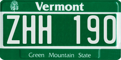 VT license plate ZHH190