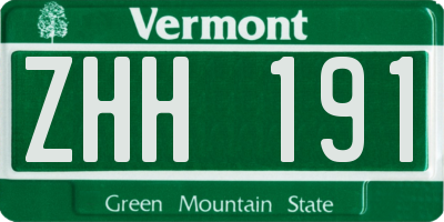 VT license plate ZHH191