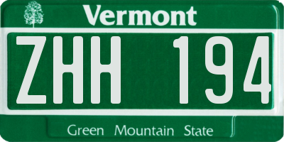 VT license plate ZHH194
