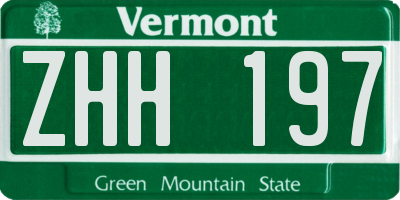 VT license plate ZHH197
