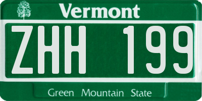 VT license plate ZHH199