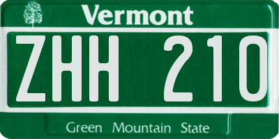VT license plate ZHH210