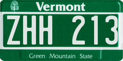 VT license plate ZHH213