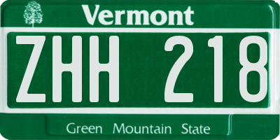 VT license plate ZHH218