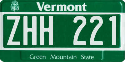 VT license plate ZHH221