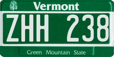 VT license plate ZHH238