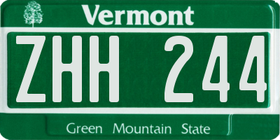 VT license plate ZHH244