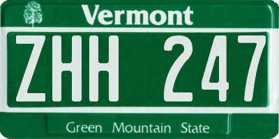 VT license plate ZHH247