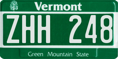 VT license plate ZHH248