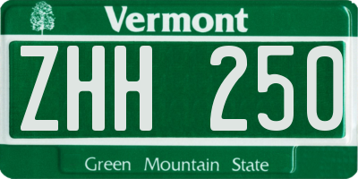 VT license plate ZHH250