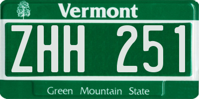 VT license plate ZHH251