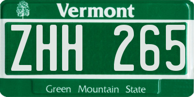 VT license plate ZHH265
